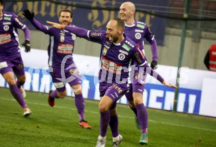 Fussball Bundesliga. SK Austria Klagenfurt gegen FK Austria Wien.  Torjubel Rico Benatelli  (Klagenfurt). Klagenfurt, am 9.12.2023.
Foto: Kuess
---
pressefotos, pressefotografie, kuess, qs, qspictures, sport, bild, bilder, bilddatenbank