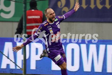 Fussball Bundesliga. SK Austria Klagenfurt gegen FK Austria Wien.  Torjubel Rico Benatelli  (Klagenfurt). Klagenfurt, am 9.12.2023.
Foto: Kuess
---
pressefotos, pressefotografie, kuess, qs, qspictures, sport, bild, bilder, bilddatenbank