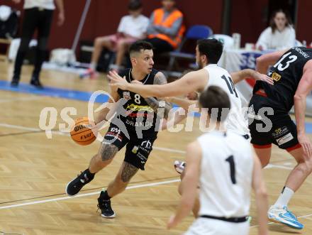 Basketball 2. Liga 2023/2024. Grunddurchgang 12. Runde.  KOS gegen Mattersburg Rocks.    Veljko Dena (KOS),   Petar Zivkovic (Mattersburg Rocks). Klagenfurt, am 16.12.12023.
Foto: Kuess
www.qspictures.net
---
pressefotos, pressefotografie, kuess, qs, qspictures, sport, bild, bilder, bilddatenbank