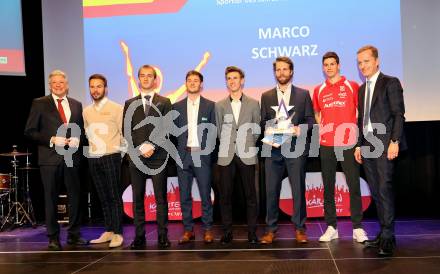 Nacht des Sports. Sportgala. Kaernten Sportler des Jahres 2023.    Landeshauptmann Peter Kaiser, Albin Ouschan, Luca Rauchenwald, Nicolai Uznik, Daniel Tschofenig, Marco Schwarz, Erik Zimmermann. Velden, am 23.12.2023.
Foto: Kuess
www.qspictures.net
---
pressefotos, pressefotografie, kuess, qs, qspictures, sport, bild, bilder, bilddatenbank