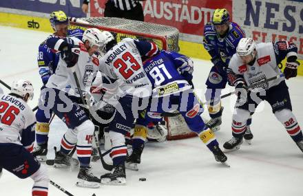 EBEL. Eishockey Bundesliga. EC VSV gegen Fehervar AV19.   Anthony Luciani, Marco Richter, Andrew Desjardins,  (VSV), Carter Robertson, Timothy Mcgauley   (Fehervar). Villach, am 28.12.2023
Foto: Kuess
www.qspictures.net
---
pressefotos, pressefotografie, kuess, qs, qspictures, sport, bild, bilder, bilddatenbank