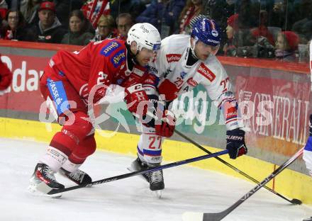 EBEL. Eishockey Bundesliga. EC KAC gegen HC TIWAG Innsbruck.  Thomas Hundertpfund,  (KAC),  Andres Krogsgaard (Innsbruck).  Klagenfurt, am 26.1.2024.
Foto: Kuess
www.qspictures.net
---
pressefotos, pressefotografie, kuess, qs, qspictures, sport, bild, bilder, bilddatenbank