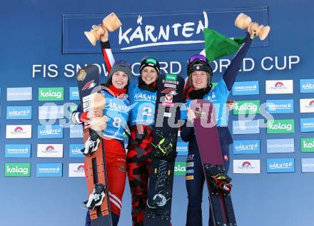 Snowboard Weltcup.  Maderova Zuzana (CZE), Sabine Schoeffmann (AUT), Elisa Caffont (ITA).  Simonhoehe, am 27.1.2024.
Foto: Kuess
www.qspictures.net
---
pressefotos, pressefotografie, kuess, qs, qspictures, sport, bild, bilder, bilddatenbank