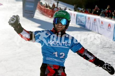 Snowboard Weltcup.  Jubel Fabian Obmann  (AUT). Simonhoehe, am 27.1.2024.
Foto: Kuess
www.qspictures.net
---
pressefotos, pressefotografie, kuess, qs, qspictures, sport, bild, bilder, bilddatenbank