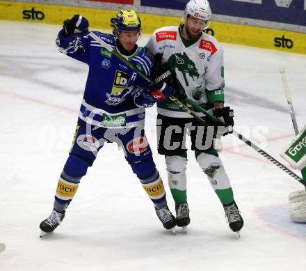 EBEL. Eishockey Bundesliga. EC VSV gegen HK SZ Olimpija Ljubljana.  Philipp Lindner,  (VSV),  Miha Zajc   (Olimpija Ljubljana). Villach, am 2.2.2024.
Foto: Kuess
www.qspictures.net
---
pressefotos, pressefotografie, kuess, qs, qspictures, sport, bild, bilder, bilddatenbank