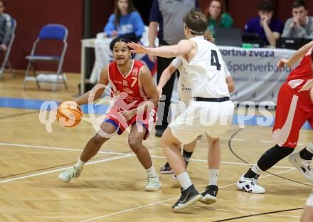 Basketball 2. Liga 2023/2024. Grunddurchgang 17. Runde.  KOS gegen Upper Austrian Ballers   Samuel Gatterbauer  (Austrian Ballers). Klagenfurt, am 10.2.2024.
Foto: Kuess

---
pressefotos, pressefotografie, kuess, qs, qspictures, sport, bild, bilder, bilddatenbank