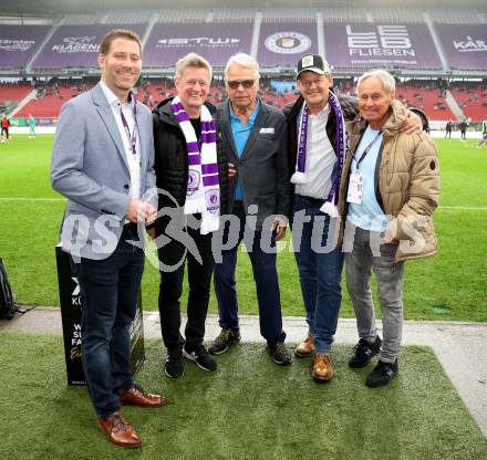 Fussball Bundesliga. SK Austria Klagenfurt gegen Rapid Wien. Philipp Liesnig, Arno Arthofer, Friedrich Koncilia, Buergermeister Christian Scheider, Franz Hasil  (Klagenfurt). Klagenfurt, am 10.3.2024.
Foto: Kuess
www.qspictures.net
---
pressefotos, pressefotografie, kuess, qs, qspictures, sport, bild, bilder, bilddatenbank