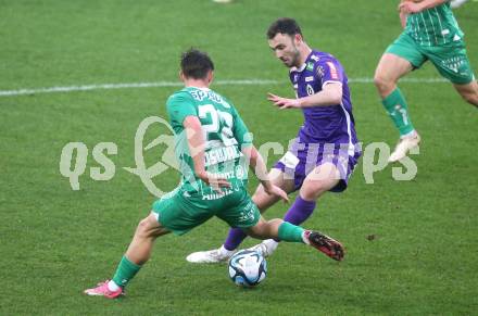 Fussball. Bundesliga. SK Austria Klagenfurt gegen Rapid  Wien.   Andrew Irving  (Austria Klagenfurt),    Moritz Oswald  (Rapid). Klagenfurt, 10.3.2024.
Foto: Kuess
---
pressefotos, pressefotografie, kuess, qs, qspictures, sport, bild, bilder, bilddatenbank