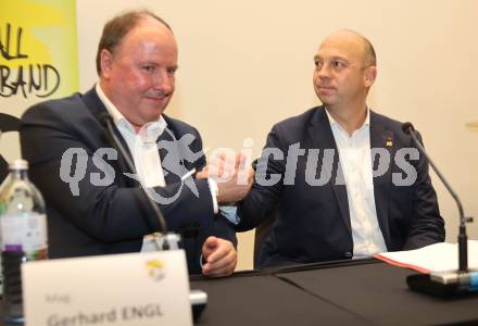 Fussball. Jahreshauptversammlung Kaerntner Fussballverband... Gerhard Engl,  Martin Mutz.  Klagenfurt, am 15.3.2024.
Foto: Kuess
---
pressefotos, pressefotografie, kuess, qs, qspictures, sport, bild, bilder, bilddatenbank