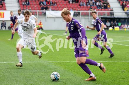 Fussball Bundesliga. SK Austria Klagenfurt gegen SK Puntigamer Sturm Graz. Jonas Arweiler,   (Klagenfurt), David Affengruber  (Graz).  Klagenfurt, am 17.3.2024.
Foto: Kuess
www.qspictures.net
---
pressefotos, pressefotografie, kuess, qs, qspictures, sport, bild, bilder, bilddatenbank
