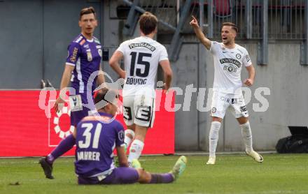 Fussball Bundesliga. SK Austria Klagenfurt gegen SK Puntigamer Sturm Graz. Torjubel Tomi Horvat  (Graz).  Klagenfurt, am 17.3.2024.
Foto: Kuess
www.qspictures.net
---
pressefotos, pressefotografie, kuess, qs, qspictures, sport, bild, bilder, bilddatenbank