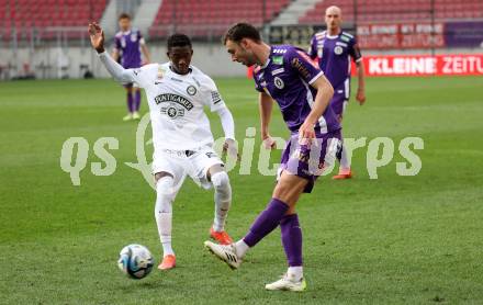Fussball Bundesliga. SK Austria Klagenfurt gegen SK Puntigamer Sturm Graz.  Andrew Irving,  (Klagenfurt),  Amady Camara (Graz).  Klagenfurt, am 17.3.2024.
Foto: Kuess
www.qspictures.net
---
pressefotos, pressefotografie, kuess, qs, qspictures, sport, bild, bilder, bilddatenbank
