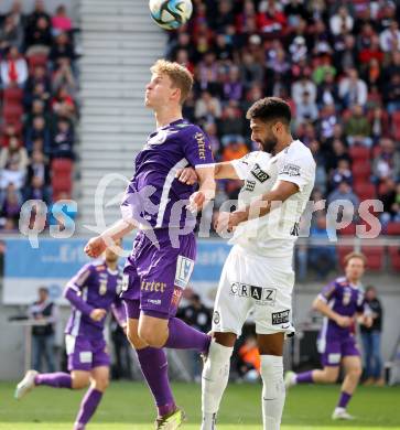 Fussball Bundesliga. SK Austria Klagenfurt gegen SK Puntigamer Sturm Graz. Nicolas Binder,  (Klagenfurt), Gregory Wuethrich   (Graz).  Klagenfurt, am 17.3.2024.
Foto: Kuess
www.qspictures.net
---
pressefotos, pressefotografie, kuess, qs, qspictures, sport, bild, bilder, bilddatenbank