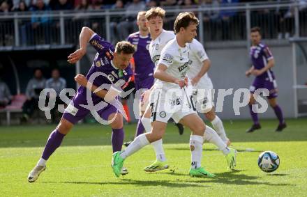 Fussball Bundesliga. SK Austria Klagenfurt gegen SK Puntigamer Sturm Graz.  Christopher Wernitznig,  (Klagenfurt),  William Boving (Graz).  Klagenfurt, am 17.3.2024.
Foto: Kuess
www.qspictures.net
---
pressefotos, pressefotografie, kuess, qs, qspictures, sport, bild, bilder, bilddatenbank