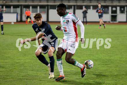Fussball Regionalliga. WAC Amateure gegen Wallern.  Sankara William Karamoko  (WAC),  Felix Huspek  (Wallern). Wolfsberg, am 22.3.2024.
Foto: Kuess
www.qspictures.net
---
pressefotos, pressefotografie, kuess, qs, qspictures, sport, bild, bilder, bilddatenbank