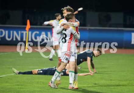 Fussball Regionalliga. WAC Amateure gegen Wallern.  Torjubel Michael Morgenstern, Maximilian Scharfetter  (WAC).
Wolfsberg, am 22.3.2024.
Foto: Kuess
www.qspictures.net
---
pressefotos, pressefotografie, kuess, qs, qspictures, sport, bild, bilder, bilddatenbank