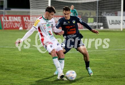 Fussball Regionalliga. WAC Amateure gegen Wallern.  Armin Karic  (WAC), Lorenz Mayrhuber (Wallern). Wolfsberg, am 22.3.2024.
Foto: Kuess
www.qspictures.net
---
pressefotos, pressefotografie, kuess, qs, qspictures, sport, bild, bilder, bilddatenbank