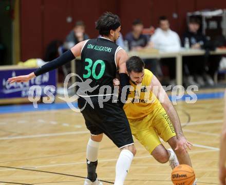 Basketball 2. Liga 2023/2024. Playoffs. SF-1.  Woerthersee Piraten gegen Union Deutsch Wagram Alligators.  Marin Sliskovic  (Piraten),  Marko Kolaric   (Deutsch Wagram). Klagenfurt, am 23.3.2024.
Foto: Kuess

---
pressefotos, pressefotografie, kuess, qs, qspictures, sport, bild, bilder, bilddatenbank