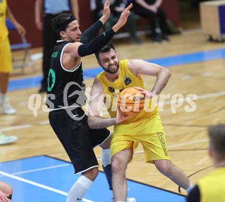 Basketball 2. Liga 2023/2024. Playoffs. SF-3.  Woerthersee Piraten gegen Union Deutsch Wagram Alligators. Marin Sliskovic   (Piraten),  Marko Kolaric  (Deutsch Wagram). Klagenfurt, am 6.4.2024.
Foto: Kuess
---
pressefotos, pressefotografie, kuess, qs, qspictures, sport, bild, bilder, bilddatenbank