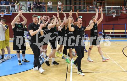 Basketball 2. Liga 2023/2024. Playoffs. SF-3.  Woerthersee Piraten gegen Union Deutsch Wagram Alligators.  Jubel   (Deutsch Wagram). Klagenfurt, am 6.4.2024.
Foto: Kuess
---
pressefotos, pressefotografie, kuess, qs, qspictures, sport, bild, bilder, bilddatenbank