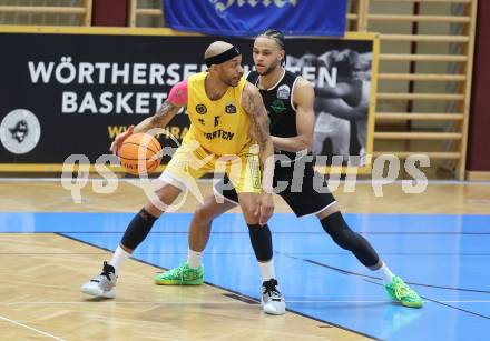 Basketball 2. Liga 2023/2024. Playoffs. SF-3.  Woerthersee Piraten gegen Union Deutsch Wagram Alligators.  Shawn L. Ray  (Piraten),  Philip  (Deutsch Wagram). Klagenfurt, am 6.4.2024.
Foto: Kuess
---
pressefotos, pressefotografie, kuess, qs, qspictures, sport, bild, bilder, bilddatenbank