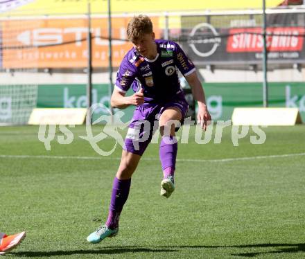 Fussball Bundesliga. SK Austria Klagenfurt gegen TSV Egger Glas Hartberg. Jannik Robatsch  (Klagenfurt). Klagenfurt, am 7.4.2024.
Foto: Kuess
www.qspictures.net
---
pressefotos, pressefotografie, kuess, qs, qspictures, sport, bild, bilder, bilddatenbank