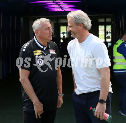 Fussball Bundesliga. SK Austria Klagenfurt gegen TSV Egger Glas Hartberg.  Trainer Peter Pacult,  (Klagenfurt), Trainer Markus Schopp  (Hartberg).  Klagenfurt, am 7.4.2024.
Foto: Kuess
www.qspictures.net
---
pressefotos, pressefotografie, kuess, qs, qspictures, sport, bild, bilder, bilddatenbank