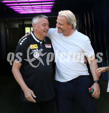 Fussball Bundesliga. SK Austria Klagenfurt gegen TSV Egger Glas Hartberg. Trainer Peter Pacult,   (Klagenfurt), Trainer Markus Schopp  (Hartberg).  Klagenfurt, am 7.4.2024.
Foto: Kuess
www.qspictures.net
---
pressefotos, pressefotografie, kuess, qs, qspictures, sport, bild, bilder, bilddatenbank