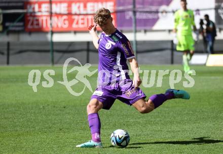 Fussball Bundesliga. SK Austria Klagenfurt gegen TSV Egger Glas Hartberg. Jannik Robatsch  (Klagenfurt). Klagenfurt, am 7.4.2024.
Foto: Kuess
www.qspictures.net
---
pressefotos, pressefotografie, kuess, qs, qspictures, sport, bild, bilder, bilddatenbank