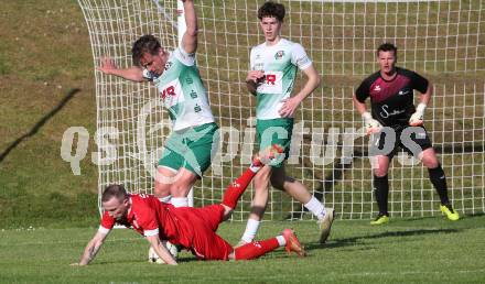 Fussball Unterliga Ost. Feldkirchen SV gegen Sirnitz.  Sebastian Schmid (Feldkirchen),  
Benjamin Katholnig (Sirnitz). Feldkirchen, am 13.4.2024.
Foto: Kuess
www.qspictures.net
---
pressefotos, pressefotografie, kuess, qs, qspictures, sport, bild, bilder, bilddatenbank