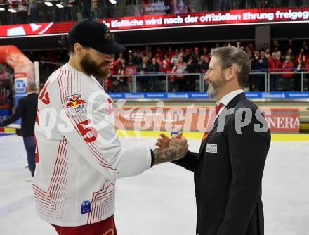 EBEL. Eishockey Bundesliga. EC KAC gegen Salzburg. Trainer Kirk Furey,  (KAC), Thomas Raffl   (Salzburg). Klagenfurt, am 19.4..2024.
Foto: Kuess
www.qspictures.net
---
pressefotos, pressefotografie, kuess, qs, qspictures, sport, bild, bilder, bilddatenbank