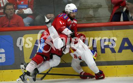 EBEL. Eishockey Bundesliga. EC KAC gegen Salzburg.  Manuel Ganahl., (KAC),   Ali Wukovits (Salzburg). Klagenfurt, am 19.4..2024.
Foto: Kuess
www.qspictures.net
---
pressefotos, pressefotografie, kuess, qs, qspictures, sport, bild, bilder, bilddatenbank