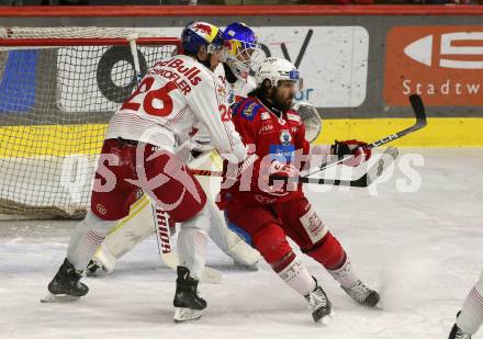 EBEL. Eishockey Bundesliga. EC KAC gegen Salzburg. Marcel Witting,  (KAC),  Peter Hochkofler  (Salzburg). Klagenfurt, am 19.4..2024.
Foto: Kuess
www.qspictures.net
---
pressefotos, pressefotografie, kuess, qs, qspictures, sport, bild, bilder, bilddatenbank