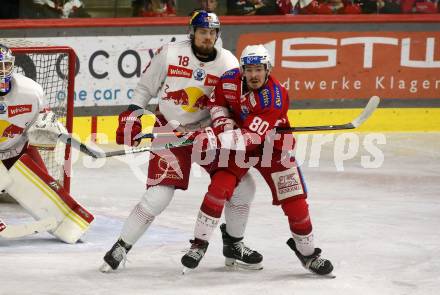 EBEL. Eishockey Bundesliga. EC KAC gegen Salzburg. Nikolaus Kraus,  (KAC),  Paul Stapelfeldt  (Salzburg). Klagenfurt, am 19.4..2024.
Foto: Kuess
www.qspictures.net
---
pressefotos, pressefotografie, kuess, qs, qspictures, sport, bild, bilder, bilddatenbank