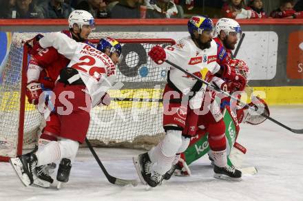 EBEL. Eishockey Bundesliga. EC KAC gegen Salzburg. Clemens Unterweger, Jan Mursak,   (KAC), Peter Hochkofler, Ali Wukovits  (Salzburg). Klagenfurt, am 19.4..2024.
Foto: Kuess
www.qspictures.net
---
pressefotos, pressefotografie, kuess, qs, qspictures, sport, bild, bilder, bilddatenbank