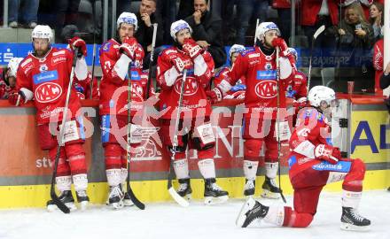 EBEL. Eishockey Bundesliga. EC KAC gegen Salzburg. Thomas Hundertpfund, Manuel Ganahl,. Thomas Vallant, Johannes Bischofberger  (KAC),  Klagenfurt, am 19.4..2024.
Foto: Kuess
www.qspictures.net
---
pressefotos, pressefotografie, kuess, qs, qspictures, sport, bild, bilder, bilddatenbank