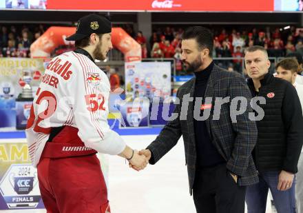 EBEL. Eishockey Bundesliga. EC KAC gegen Salzburg.  Co-Trainer David Fischer, Paul Huber. Klagenfurt, am 19.4..2024.
Foto: Kuess
www.qspictures.net
---
pressefotos, pressefotografie, kuess, qs, qspictures, sport, bild, bilder, bilddatenbank