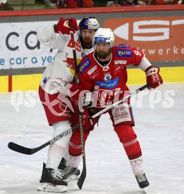 EBEL. Eishockey Bundesliga. EC KAC gegen Salzburg. Jan Murssak,  (KAC),  Ernest Cameron Schilling  (Salzburg). Klagenfurt, am 19.4..2024.
Foto: Kuess
www.qspictures.net
---
pressefotos, pressefotografie, kuess, qs, qspictures, sport, bild, bilder, bilddatenbank