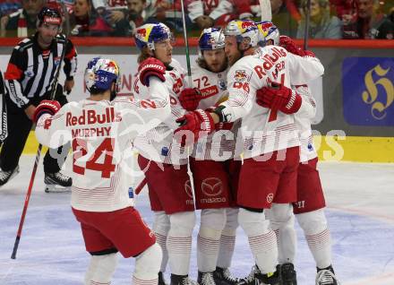 EBEL. Eishockey Bundesliga. EC KAC gegen Salzburg.  Torjubel Ryan Murphy, Nicolai Meyer, Drake Ko Rymsha, Mario Huber (Salzburg). Klagenfurt, am 19.4..2024.
Foto: Kuess
www.qspictures.net
---
pressefotos, pressefotografie, kuess, qs, qspictures, sport, bild, bilder, bilddatenbank