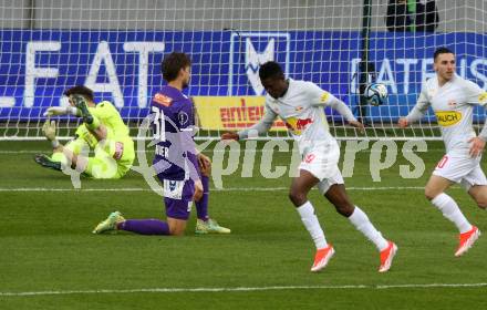 Fussball Bundesliga. SK Austria Klagenfurt gegen FC Red Bull Salzburg. Torjubel Karim Konate  (Salzburg).  Klagenfurt, am 24.4.2024.
Foto: Kuess
www.qspictures.net
---
pressefotos, pressefotografie, kuess, qs, qspictures, sport, bild, bilder, bilddatenbank