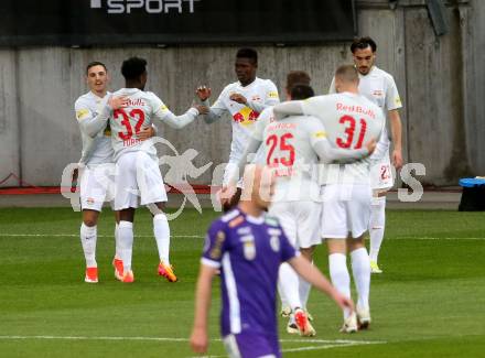 Fussball Bundesliga. SK Austria Klagenfurt gegen FC Red Bull Salzburg. Torjubel Karim Konate (Salzburg).  Klagenfurt, am 24.4.2024.
Foto: Kuess
www.qspictures.net
---
pressefotos, pressefotografie, kuess, qs, qspictures, sport, bild, bilder, bilddatenbank