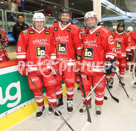 Eishockey. Promispiel. Klagenfurt gegen Villach.  Hans Sulzer, Lukas Kalt, Dieter Kalt. KLagenfurt, am 27.4.2024.
Foto: Kuess
www.qspictures.net
---
pressefotos, pressefotografie, kuess, qs, qspictures, sport, bild, bilder, bilddatenbank