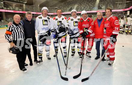 Eishockey. Promispiel. Klagenfurt gegen Villach.  Karl Korentschnig, Arno Arthofer, Engelbert Linder, Markus Prock, Dany Bousquet, Thomas Thommy Cijan, Dieter Kalt sen., Dieter Kalt. KLagenfurt, am 27.4.2024.
Foto: Kuess
www.qspictures.net
---
pressefotos, pressefotografie, kuess, qs, qspictures, sport, bild, bilder, bilddatenbank