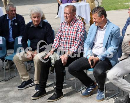 Fussball. SK Austria Klagenfurt. Einweihung Freddy-Hohenberger-Platz.  Alois Jagodic, Walter Ludescher, Buergermeister Christian Scheider. Klagenfurt, 5.5.2024.
Foto: Kuess
www.qspictures.net
---
pressefotos, pressefotografie, kuess, qs, qspictures, sport, bild, bilder, bilddatenbank