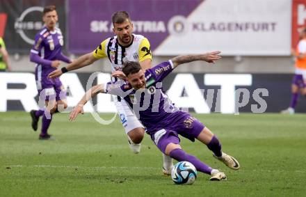 Fussball Bundesliga. SK Austria Klagenfurt gegen LASK.  Sinan Karweina, (Klagenfurt),  Filip Stojkovic  (LASK).  Klagenfurt, am 5.5.2024.
Foto: Kuess
www.qspictures.net
---
pressefotos, pressefotografie, kuess, qs, qspictures, sport, bild, bilder, bilddatenbank