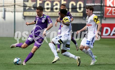 Fussball Bundesliga. SK Austria Klagenfurt gegen LASK.  Max Besuschkow,, (Klagenfurt), George Bello   (LASK).  Klagenfurt, am 5.5.2024.
Foto: Kuess
www.qspictures.net
---
pressefotos, pressefotografie, kuess, qs, qspictures, sport, bild, bilder, bilddatenbank