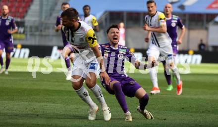 Fussball Bundesliga. SK Austria Klagenfurt gegen LASK. Sinan Karweina, (Klagenfurt),  Filip Stojkovic   (LASK).  Klagenfurt, am 5.5.2024.
Foto: Kuess
www.qspictures.net
---
pressefotos, pressefotografie, kuess, qs, qspictures, sport, bild, bilder, bilddatenbank