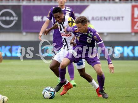 Fussball Bundesliga. SK Austria Klagenfurt gegen LASK.  Till Schumacher, (Klagenfurt),  Moses Usor  (LASK).  Klagenfurt, am 5.5.2024.
Foto: Kuess
www.qspictures.net
---
pressefotos, pressefotografie, kuess, qs, qspictures, sport, bild, bilder, bilddatenbank