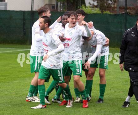 Fussball. Kaerntner Liga. Donau gegen SAK. Torjubel Maximilian Trappitsch (Donau). Klagenfurt, 8.5.2024.
Foto: Kuess
www.qspictures.net
---
pressefotos, pressefotografie, kuess, qs, qspictures, sport, bild, bilder, bilddatenbank