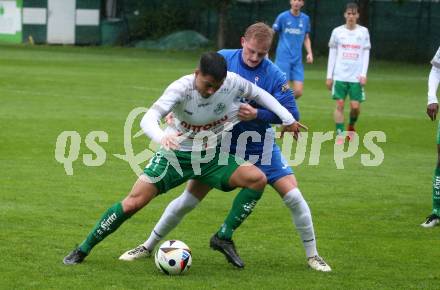 Fussball. Kaerntner Liga. Donau gegen SAK.  Damjan Jovanovic (Donau),  Toni Dullnig (SAK).  Klagenfurt, 8.5.2024.
Foto: Kuess
www.qspictures.net
---
pressefotos, pressefotografie, kuess, qs, qspictures, sport, bild, bilder, bilddatenbank